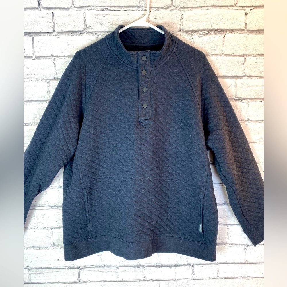 Eddie Bauer Quilted Navy Mock Neck Sweatshirt Hoodie Pocket size XL